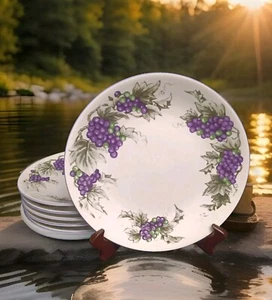 Totally Today 10" Dinner Plates With Grape Pattern set of 6 - Picture 1 of 7