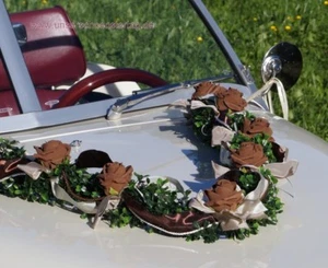 Autoschmuck Autogesteck Hochzeit Brautauto Autogirlande braun cappuccino champag - Bild 1 von 5