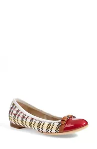 $315 AGL Attilio Giusti Leombruni Plaid Ballet Flat Shoe 37 Cap Toe Rouge Straw - Picture 1 of 8