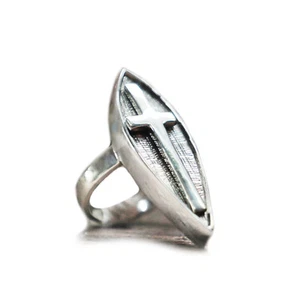 Crucifijo Gótico Anillo Plata Esterlina 925 Motociclista Hombre Vikingo Boho Hippie - Imagen 1 de 13
