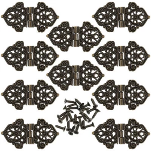 10 Pcs Bronze Engraved Hinge Antique Door Hinges Decorative Jewelry Box Mini - Picture 1 of 4