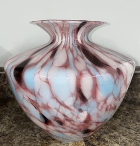 Jarrón de vidrio artístico de Murano Azzurra mancha soplada a mano Maestri Vetrai Italia - Imagen 1 de 12