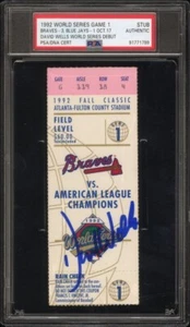 1992 Game 1 World Series Debut Ticket Signed  David Wells PSA DNA Authenticated - Picture 1 of 3