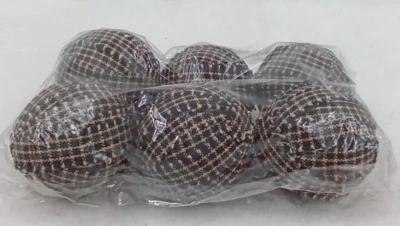 Bolas de trapo cuenco decorativo tarro rellenos bronceado negro a cuadros hecho en casa 1,5" juego de 6 Foto 1 de 4