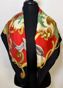 Vintage Ferragamo Silk Scarf with Dolphins & Sea Gulls A402 - Picture 1 of 7