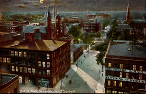 Bull Street South at Moonlight Night Scene Savannah GA Antique Georgia Postcard - Picture 1 of 5