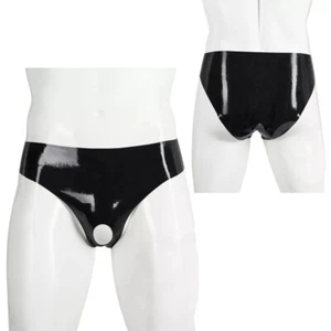 Slip uomo pelle pvc lucido intimo sexy davanti foro aperto lattice mutandine gay - Foto 1 di 6