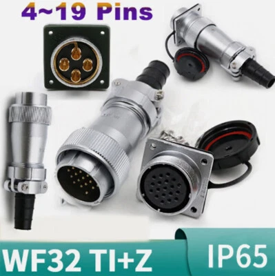 WF32 Aviation Plugs Sockets IP65 Waterproof Connector Adapters 4 6 8 10~19 Pins - Image 1 of 4