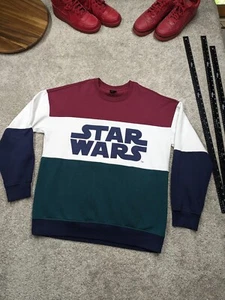 Star Wars Mens Large Pullover Sweatshirt Colorblock Cotton Blend Stretch Crew - Picture 1 of 9