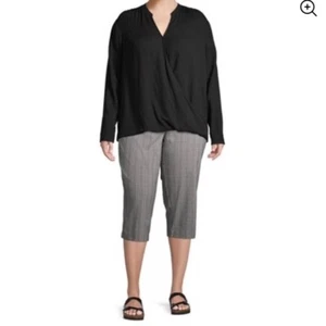 Terra & Sky Damen Übergröße kariert Capri, schwarz kariert, 3X (24W-26W) - Bild 1 von 6