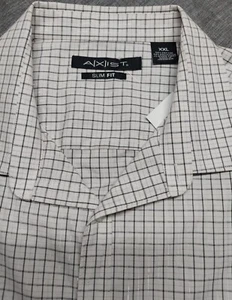 Axist Men's Dress Shirt Size XXL White with Grey Plaid Long Sleeve Button Up - Picture 1 of 8
