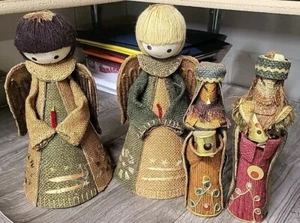 Vintage Christmas Angel Figurines Tree Toppers Cardboard Burlap 1970's w/ Extras - Picture 1 of 1