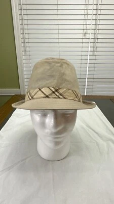 Vintage George Fedora Stone Color Plaid Band Large - Image 1 of 4