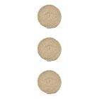  4 PCS Wooden Cotton Linen Placemats Round Braided Dining Table Pad