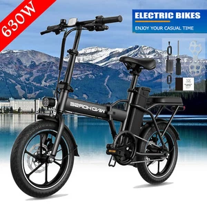 630W Folding Electric Bike for Adults Teens 25MPH 42V 2A Black E-Bike Commuter - Picture 1 of 9