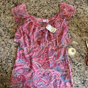 New Vintage Y2K Johnny Heaven Pink Blue Mesh Top Large 00’s 90s Mean Girls - Picture 1 of 6