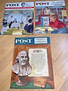 1950's 3 THE SATURDAY EVENING POST Magazine Cardboard NEWSSTAND Posters (Set 1) - Picture 1 of 7