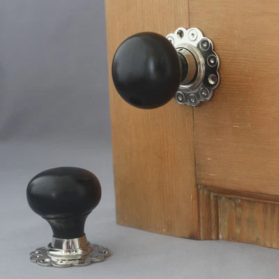 Poignées De Porte En Ébène Solide - Photo 1/4