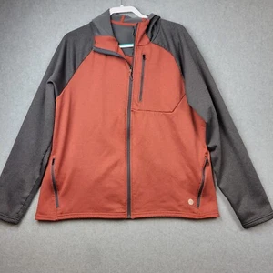 LL Bean Mens Hooded Jacket Size XL Orange Gray Full Zip Gorpcore Hiking Casual - Picture 1 of 9