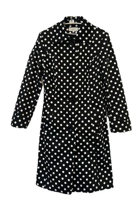 MARKS & SPENCER WOMENS BLACK POLKADOT COAT SZ 8 EXCELLENT - Image 1 of 4