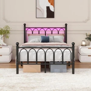 Nuovo letto in metallo struttura letto minimalista con testiera letto ospiti con rete a doghe - Foto 1 di 22