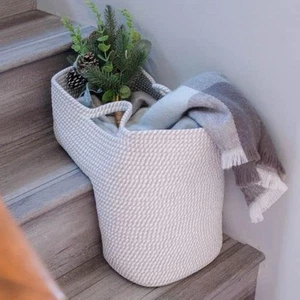 Gray and White Rope Stair Organizer - Storage Solution for Carpet and Wooden ... - Picture 1 of 8