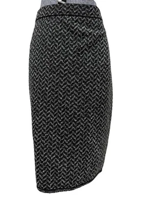 Falda Escada Margaretha Ley Talla 40 Tejida Cintura Elástica Negra Plata Zig Zag MOD Foto 1 de 4