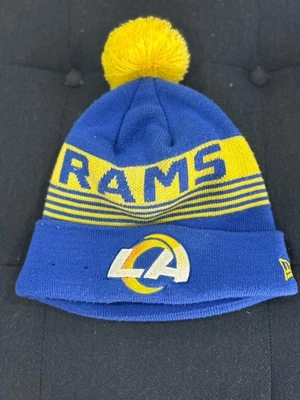 Los Angeles Rams Beanie Men Hat OS Blue New Era NFL Football Pom Pom Embroidered - Image 1 of 4