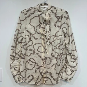 Veronica Beard Remi Bluse 2 neu mit Etikett $ 428 Seide beige Krawatte Langarm Oberteil - Bild 1 von 7