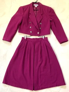 Gonna e giacca tuta vintage anni 80 Norton McNaughton fucsia taglia 12 foderata lana - Foto 1 di 9