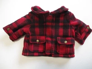 LL Bean red black plaid polyester fleece teddy bear hunting coat jacket - Picture 1 of 7