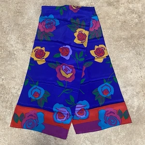 "Bufanda rectangular multi floral brillante vintage Liz Claiborne 10,5"" X 51"" - Excelente" - Imagen 1 de 4