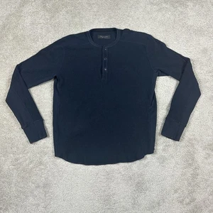 rag & bone Hemd Herren Large Navy Henley Thermo Waffelstrick Langarm Baumwolle - Bild 1 von 10