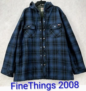 Dickies Jacke Herren XL kariert blau/schwarz Flanell Hoodie Shacket Arbeitsmantel gebraucht, in einwandfreiem Zustand - Bild 1 von 9
