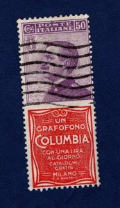 ITALIA REGNO 1924 FRANCOBOLLO PUBBLICITARIO 50 cent. COLUMBIA OBLITERATO - Picture 1 of 2