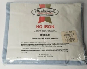 Meadowbrook Vintage Luxury Percale Full Flat Sheet baby blue New Old Stock - Picture 1 of 3