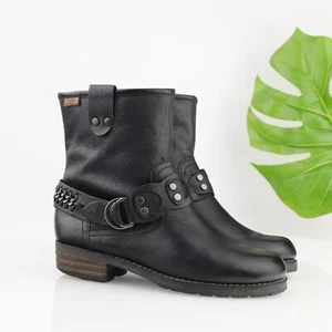 Pikolinos Womens Monza Boot Size 37 6.5 Black Leather Chain Moto Biker Bootie - Picture 1 of 15