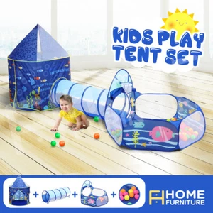 Kids Pop Up Play Tent Playhouse Baby Crawl Tunnel Ball Pit Indoor Outdoor Toys - Picture 1 of 12