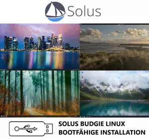 SOLUS BUDGIE LINUX 4.7 BOOTFÄHIGE INSTALLATION 64-BIT IM USB STICK FORMAT! - Bild 1 von 1