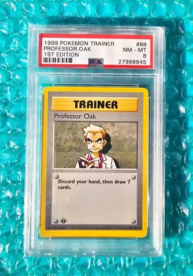 1999 Pokemon Base Set 1st Edition Professor Oak Trainer #88 PSA-8 NM/MT! - Image 1 of 3