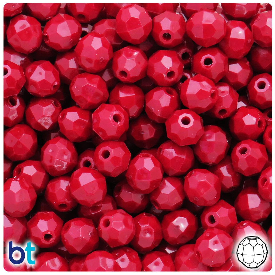 BeadTin Pearl 10mm Faceted Round Plastic Craft Beads (225pcs) - Color choice - Image 1 of 1