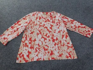 JM Collection top xl red floral pullover womens blouse coastal stretch - Picture 1 of 12