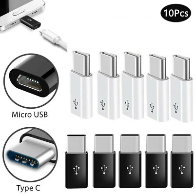 10 Pack Plug Adaptor V8 To Type-c Adapter Cell Phone Accessorie Adapter Black/W - Image 1 of 4