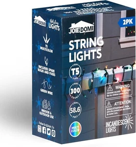Joiedomi 62.4FT Multicolor Christmas Tree Lights Outside,300(2x150) Count String - Picture 1 of 7