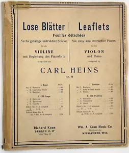 Lose Blatter CARL HEINS OP 9 PIANO VIOLON Kaun Music Co. PARTITURAS - Imagen 1 de 4