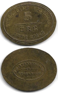 Transport-Token Stockholms Angslups Aktie Bolag 5 Öre C.C.Sporrong & Co. Messing - Picture 1 of 1