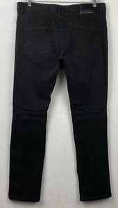 Smoke Rise Black Distressed Jeans Men 40/34 Back Knee Reinforced Actual 40x33 - Picture 1 of 7