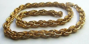 Chaine pleine superbe grand collier plaqué or maille torsadée bijou vintage 399 - Bild 1 von 2