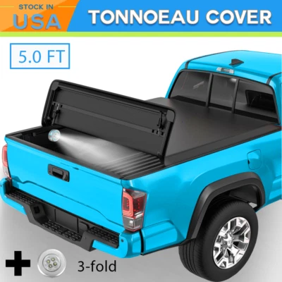 5FT Bed Soft Truck Tonneau Cover Kit For Nissan Frontier Suzuki Equator 3-FOLD Foto 1 de 4