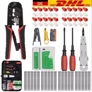 Netzwerk Reparatur Werkzeug Set ,Crimpzange Stecker RJ45 RJ11 UTP Netzwerktester - Bild 1 von 16